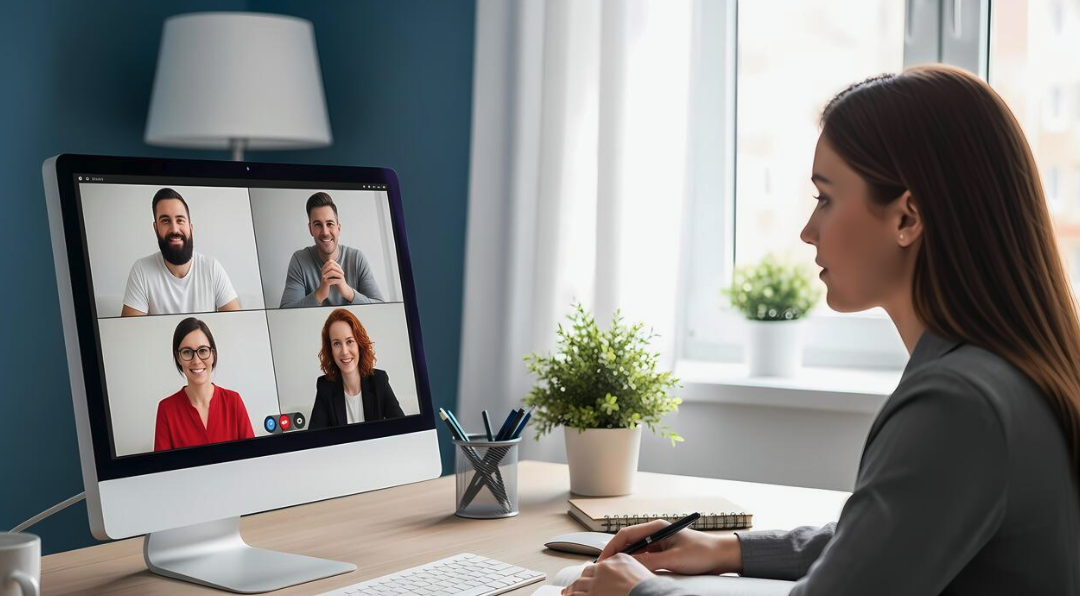 An interviewer reviewing candidates over video